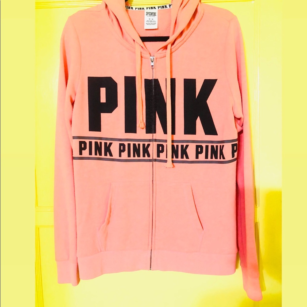 Neon Orange Zip Up Hoodie